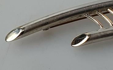 Vintage: Große Turmalin Schmucksteinbrosche aus 925er Sterlingsilber und 585er Gold