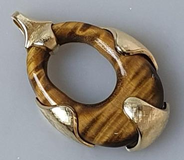 Vintage Kettenanhänger "Tigerauge" 750er Gold, Gewicht: 16,0g