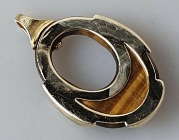 Vintage Kettenanhänger "Tigerauge" 750er Gold, Gewicht: 16,0g