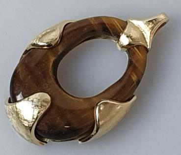 Vintage Kettenanhänger "Tigerauge" 750er Gold, Gewicht: 16,0g