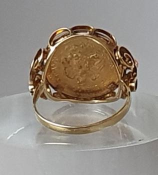 Münzring "Dos i Medio Pesos - Mexiko" aus 585er und 900er Gold, Größe 54, Gewicht: 4,1g