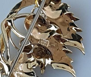Preview: Vintage Rubin Brosche "Weinreben", 750er Gold, Gewicht: 11,3g