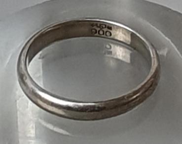 Vintage Bandring aus 900er Silber, Größe 56, Gewicht: 2,4g