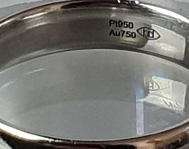 Preview: Bandring / Ehering aus 750er Gold und 950 Platin, Größe 62, Gewicht: 7,2g