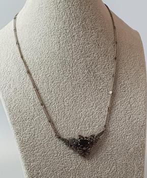 Preview: Vintage Collier mit Onyx und Markasiten, Länge 44,5 cm Gewicht: 12,8g