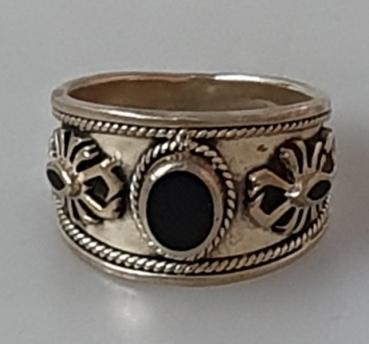 Ring mit Onyx Schmuckstein aus 925er Sterlingsilber, Größe 54, Gewicht: 7,5g