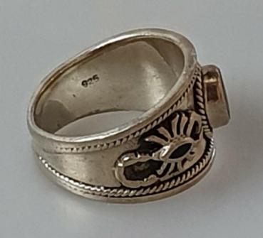 Preview: Ring mit Onyx Schmuckstein aus 925er Sterlingsilber, Größe 54, Gewicht: 7,5g