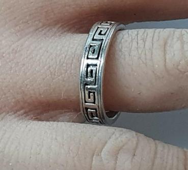 Mäander Bandring aus 925er Sterlingsilber, Größe 55, Gewicht: 3,8g