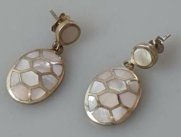 Perlmutt Ohrstecker aus 925er Sterlingsilber, Gewicht: 6,4g