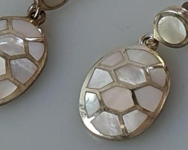 Perlmutt Ohrstecker aus 925er Sterlingsilber, Gewicht: 6,4g