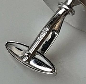 Runde Manschettenknöpfe / Cufflinks mit Onyx Schmuckstein 585 Weissgold, Gewicht: 12,9g