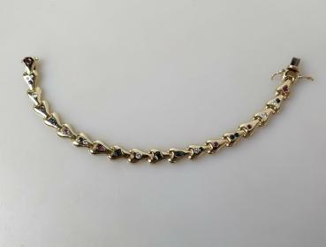 Preview: Diamant, Smaragd, Saphir, Rubin Armband aus 585er Gold, Länge 18,0 cm, Gewicht: 26,8g