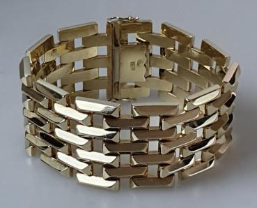 Vintage Breites Gliederkettenarmband aus 585er Gold, Länge 18,5 cm, Gewicht: 57,6g