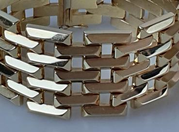 Vintage Breites Gliederkettenarmband aus 585er Gold, Länge 18,5 cm, Gewicht: 57,6g