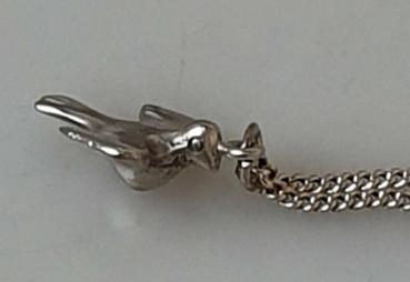 Panzerhalskette mit Anhänger Friedenstaube, 925er Sterlingsilber, Länge 47,5 cm, Gewicht: 7,7g
