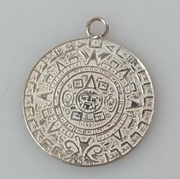 Runder Anhänger "Azteken - Mexiko" aus 925er Sterlingsilber, Gewicht: 5,5g