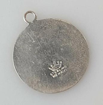 Runder Anhänger "Azteken - Mexiko" aus 925er Sterlingsilber, Gewicht: 5,5g