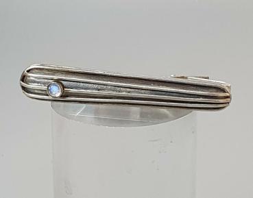 Krawattenhalter mit Stein, 925er Sterlingsilber, Länge: 60 mm, Gewicht: 15,8g