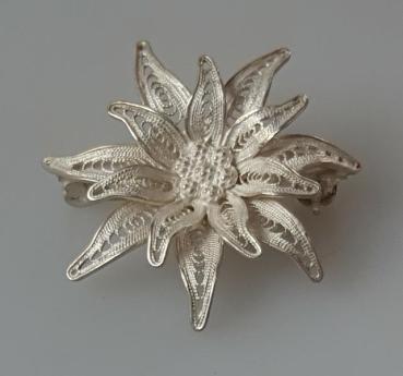 Brosche "Edelweiß" aus 925er Sterlingsilber, Gewicht: 4,5g