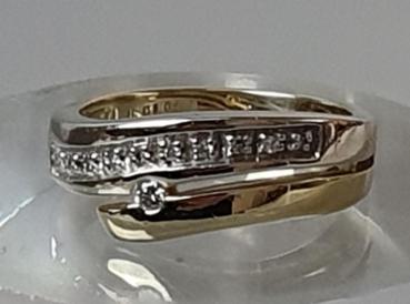 Diamantring mit 0.15 ct. aus 585er Gold, Größe 53, Gewicht: 5,0g
