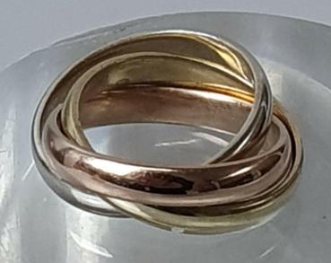 Preview: Tricolorring 585er Gelb-Weiß-Rotgold, Größe 43, Gewicht: 5,4g