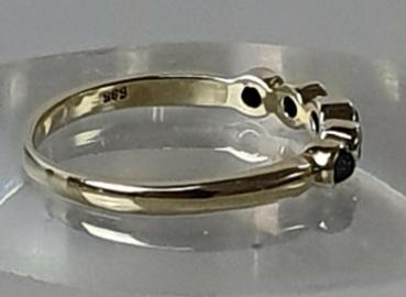 Preview: Ring Diamant-Saphir aus 585er Gold, Größe 49, Gewicht: 1,7g
