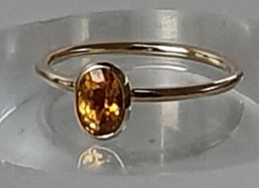 Citrin Edelsteinring aus 750er Gold, Größe 51, Gewicht: 1,9g