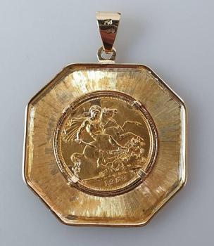 Preview: Münzanhänger "Sovereign - Elisabeth II Haarband" Großbritannien Jahreszahl 1958