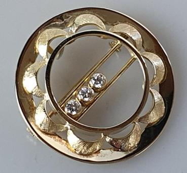 Preview: Handarbeit: Anhänger / Brosche mit drei beweglichen Diamanten aus 585er Gold, Gewicht: 9,7g