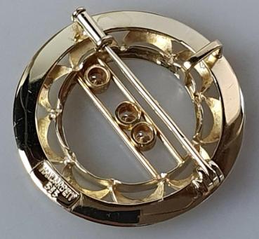 Preview: Handarbeit: Anhänger / Brosche mit drei beweglichen Diamanten aus 585er Gold, Gewicht: 9,7g