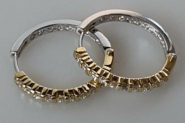 Preview: Aussergewöhnliche Bicolor Diamantcreolen aus 750er Gold, Gewicht: 10,4g