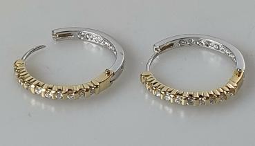 Preview: Aussergewöhnliche Bicolor Diamantcreolen aus 750er Gold, Gewicht: 10,4g