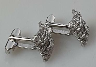 Manschettenknöpfe im Borkendesign aus 800er Silber, Gewicht: 11,4g