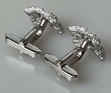 Manschettenknöpfe im Borkendesign aus 800er Silber, Gewicht: 11,4g