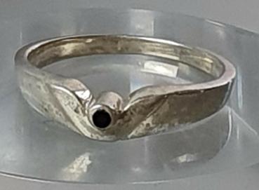 Ring mit Onyx Schmuckstein aus 925er Sterlingsilber, Größe 56, Gewicht: 2,3g