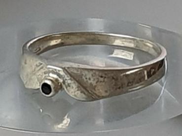 Ring mit Onyx Schmuckstein aus 925er Sterlingsilber, Größe 56, Gewicht: 2,3g