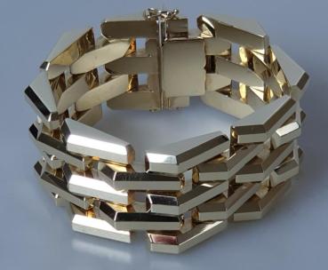 Preview: Vintage Breites und schweres Gliederarmband aus 585er Gold, Länge 20,5 cm, Gewicht: 93,1g