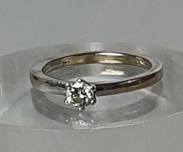 Brillantsolitär mit 0,2 ct. aus 585er Weissgold, Größe 52, Gewicht: 2,9g