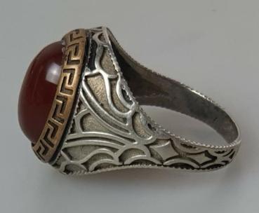 Preview: Mäander Schmucksteinring aus 925er Sterlingsilber, Größe 69, Gewicht: 13,0g