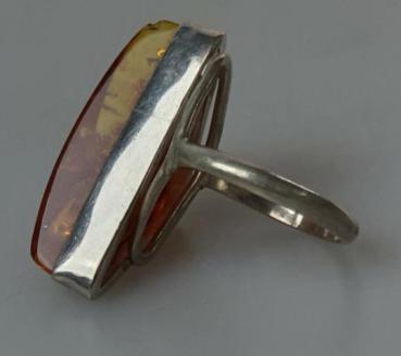 Preview: Dreieck Bernsteinring aus 925er Sterlingsilber, Größe 61, Gewicht: 8,5g