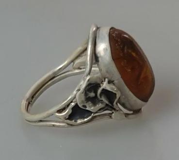 Preview: Bernsteinring aus 925er Sterlingsilber, Größe 55, Gewicht: 3,7g