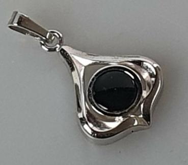 Kettenanhänger mit Onyx Schmuckstein, 925er Sterlingsilber, Gewicht: 1,0g