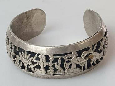 Vintage Armspange mit ägyptischen Motiven aus 800er Silber, Gewicht: 56,2g