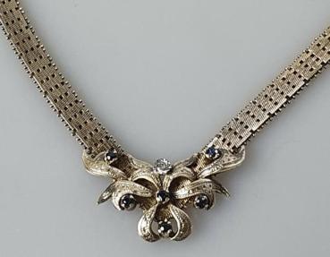 Vintage Schmucksteincollier mit Amethystbesatz, 835er Silber, Länge: 42,0 cm, Gewicht 35,6g