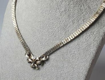 Preview: Vintage Schmucksteincollier mit Amethystbesatz, 835er Silber, Länge: 42,0 cm, Gewicht 35,6g