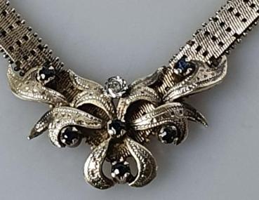 Preview: Vintage Schmucksteincollier mit Amethystbesatz, 835er Silber, Länge: 42,0 cm, Gewicht 35,6g