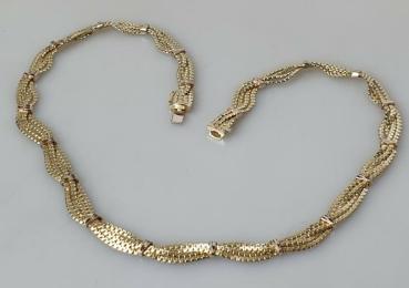 Mehrstrang Halskette aus 585er Gold, Länge: 46,5 cm, Gewicht: 34,4g