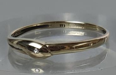 Feiner Ring mit kleinem Diamanten aus 333er Gold, Größe 59, Gewicht: 0,9g