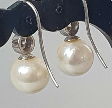 Handanfertigung Akoya Brillant Perlenohrhänger aus 750 Weißgold