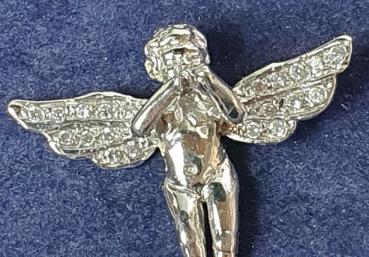 Preview: Engel Kettenanhänger mit Schmucksteinbesatz aus 750er Weißgold NP 2.500,- € mit Zertifikat